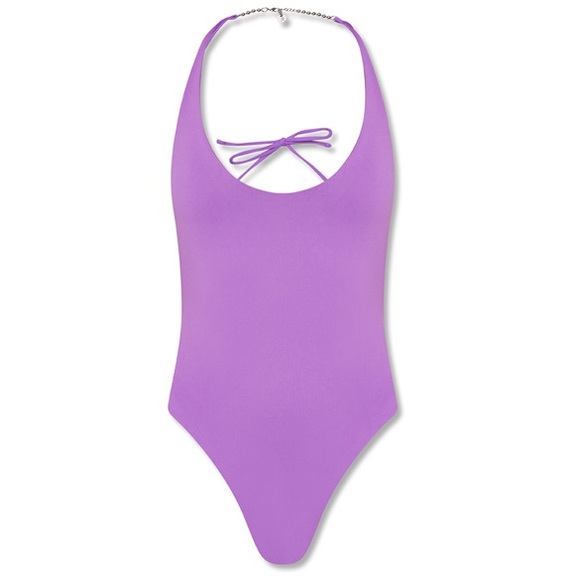 The Attico Lilac One Piece Halterneck Tiie Back Swimsuit - Picture 3 of 8